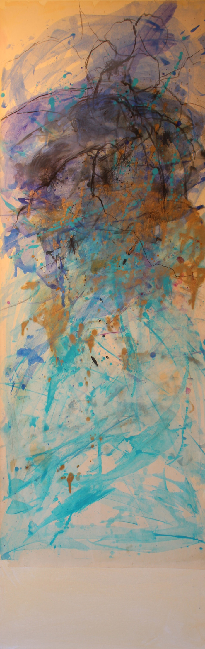 Catherine Tartanac, huile sur papier, marouflé sur toile, 150X65 cm